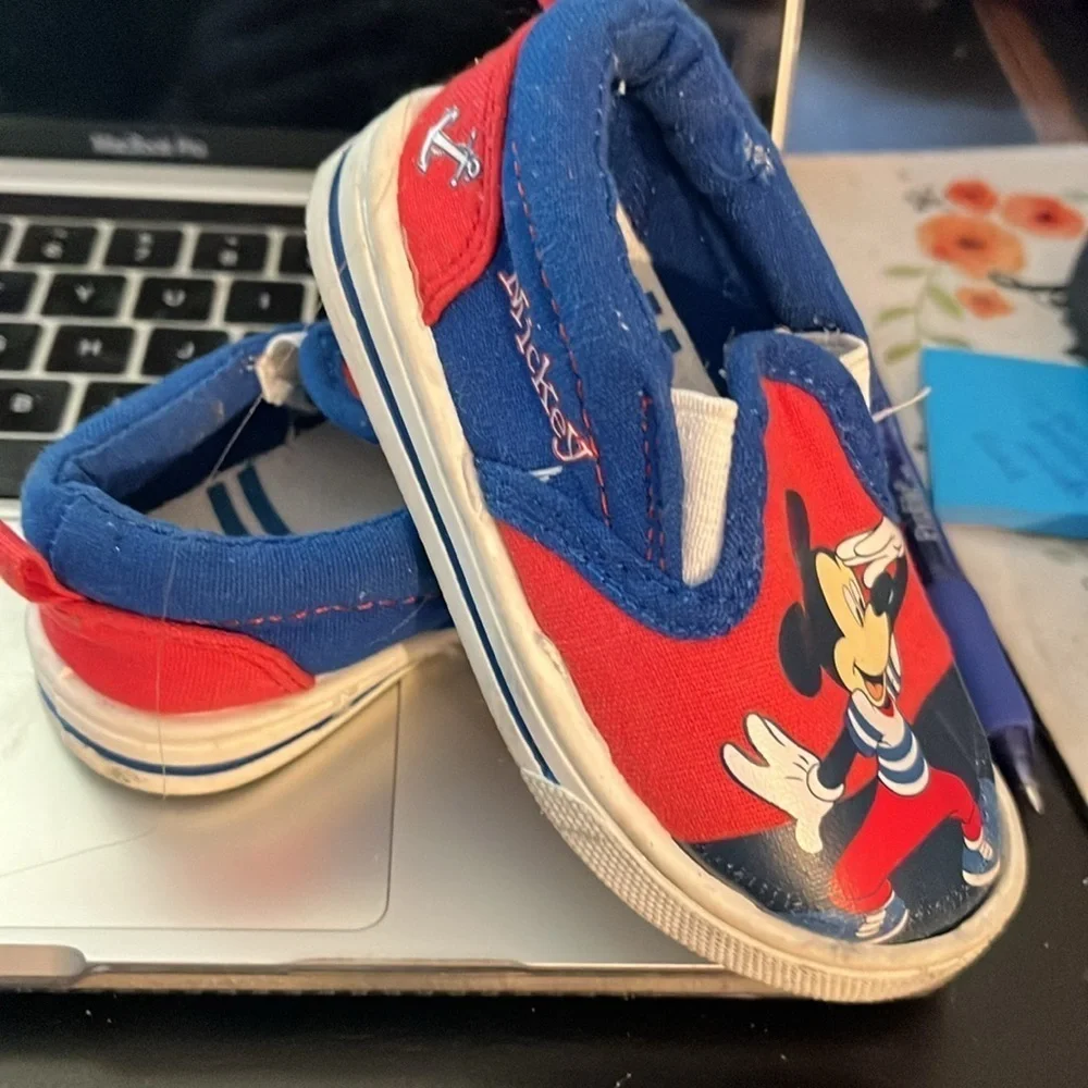 Disney Mickey Mouse Kids Slip-On Shoes - Red and Blue